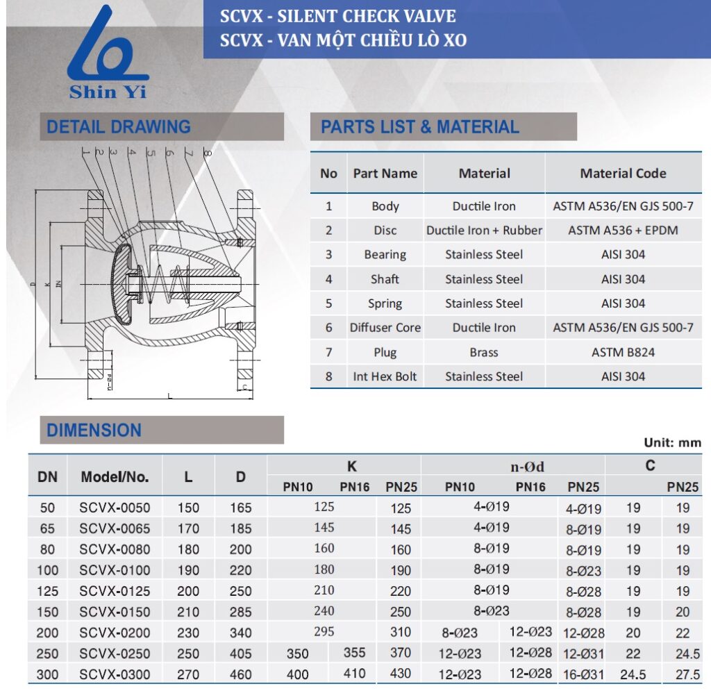 Van 1 chiều lò xo Shinyi SCVX