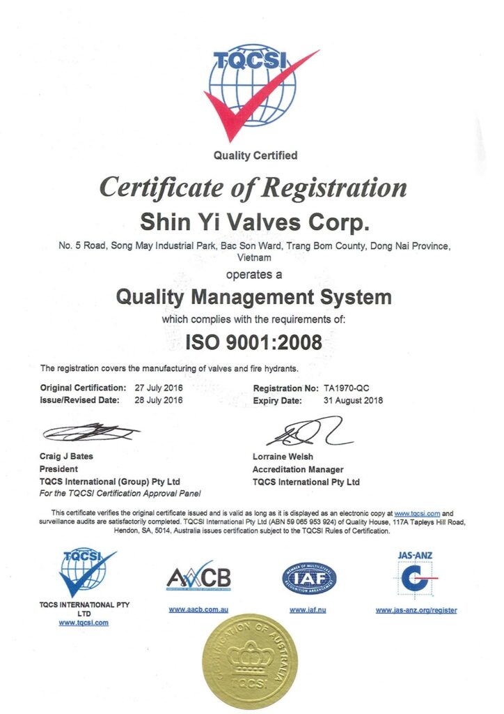 Chứng chỉ van shinyi